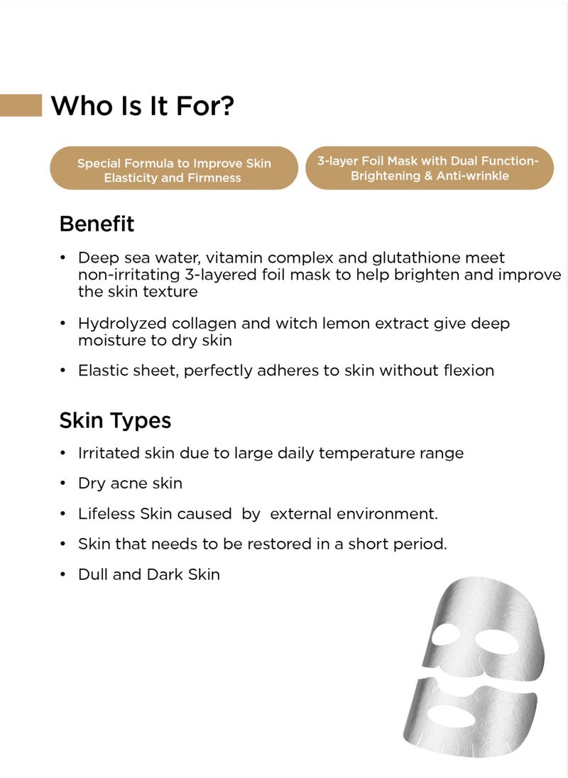 Banobagi Vita Cocktail Foil Mask – Brightening Dual Function Face Mask with Niacinamide for Radiant, Even Skin Tone. Korean Skincare Mask designed to hydrate, brighten, and improve skin texture. Perfect for all skin types, it nourishes and revitalizes for a glowing complexion – Pack of 3  - Image 2