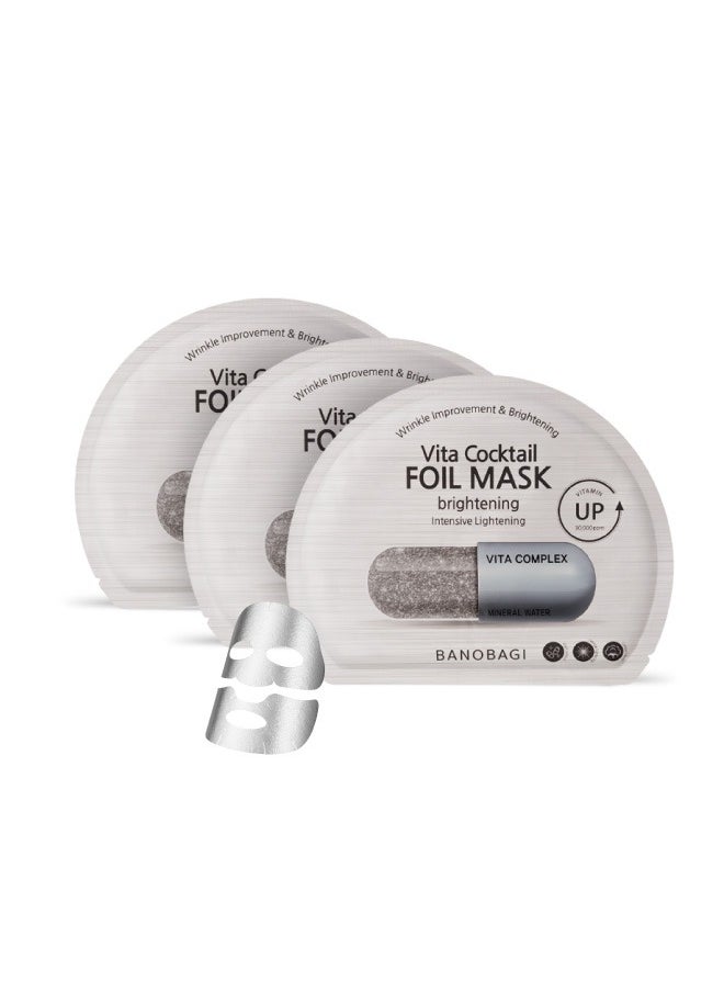 Banobagi Vita Cocktail Foil Mask – Brightening Dual Function Face Mask with Niacinamide for Radiant, Even Skin Tone. Korean Skincare Mask designed to hydrate, brighten, and improve skin texture. Perfect for all skin types, it nourishes and revitalizes for a glowing complexion – Pack of 3  - Image 1