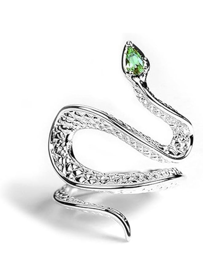 Silver Crystal Snake Knuckle Rings for Women Chunky Punk Open Adjustable Snake Statement Ring Fashion Vintage Rhinestones Jewelry Gifts - Image 1