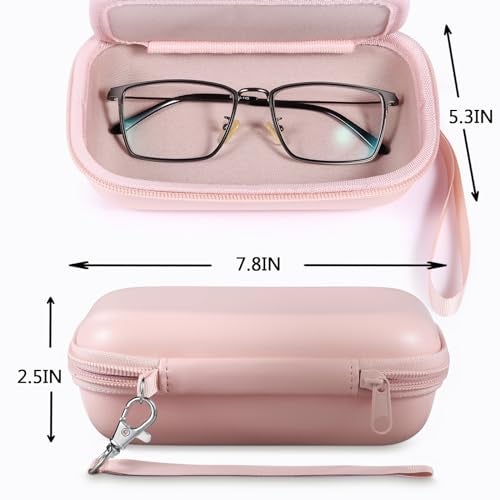 MUQING Portable Glasses and Contact Case 2 in 1, Travel Contact Cases Bag Box Holder, Included Built-in Mirror, Tweezer, Colored Lens Solution Bottle and Hand Strap(Pink) - Image 3