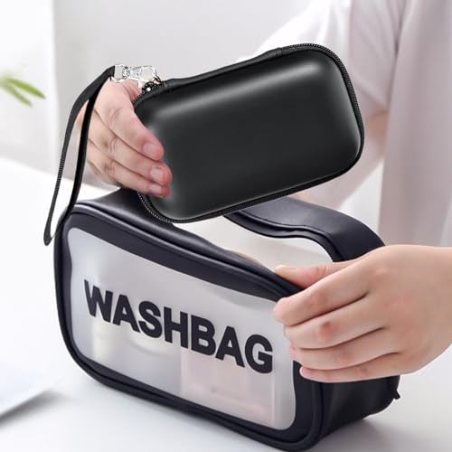 MUQING Portable Glasses and Contact Case 2 in 1, Travel Contact Cases Bag Box Holder, Included Built-in Mirror, Tweezer, Colored Lens Solution Bottle and Hand Strap(Pink) - Image 5
