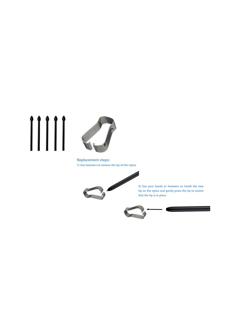 Bluetooth Replacement Stylus Pen for Samsung Galaxy Tab S7, S7+, S7 FE - Includes 5 Tips & Clip (Black) - Image 5