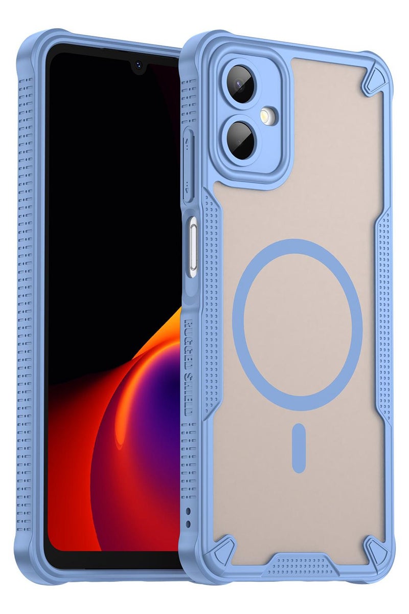 غطاء حمايه لهاتف سامسونج جلاكسي ايه 06 فايف جي جراب ارمور مغناطيسي ياتي بحواف مرتفعة حول الشاشة وعدسة الكاميرا تساعد على منع الخدوش - ازرق - Image 1