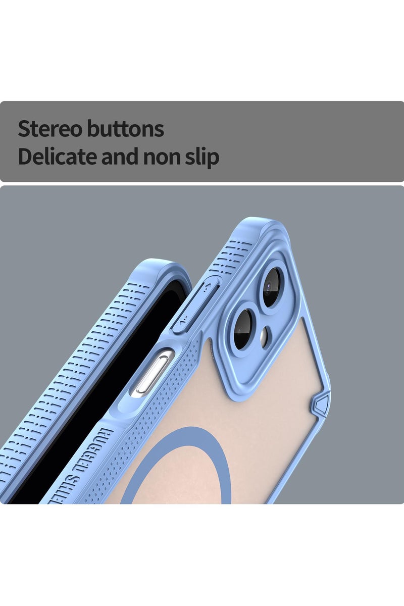غطاء حمايه لهاتف سامسونج جلاكسي ايه 06 فايف جي جراب ارمور مغناطيسي ياتي بحواف مرتفعة حول الشاشة وعدسة الكاميرا تساعد على منع الخدوش - ازرق - Image 5