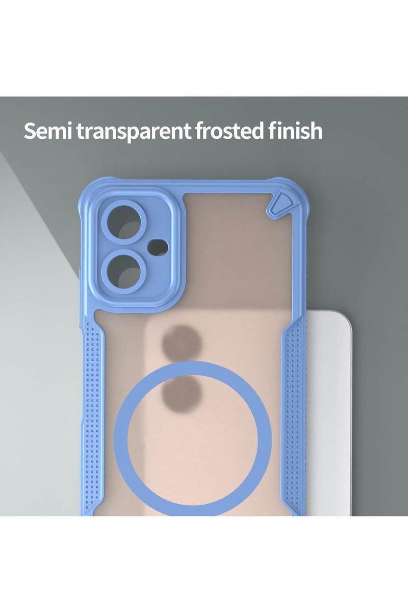 غطاء حمايه لهاتف سامسونج جلاكسي ايه 06 فايف جي جراب ارمور مغناطيسي ياتي بحواف مرتفعة حول الشاشة وعدسة الكاميرا تساعد على منع الخدوش - ازرق - Image 4