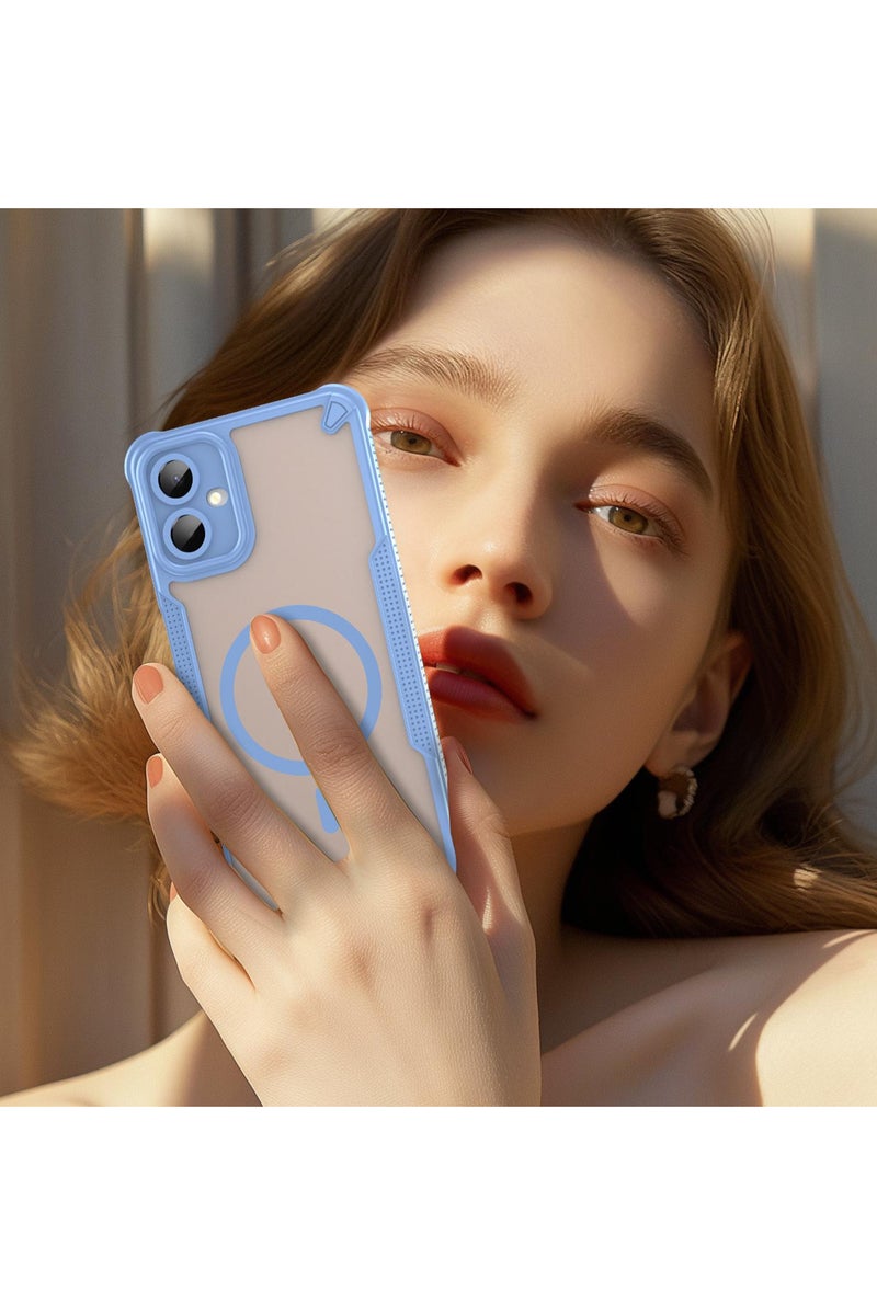 غطاء حمايه لهاتف سامسونج جلاكسي ايه 06 فايف جي جراب ارمور مغناطيسي ياتي بحواف مرتفعة حول الشاشة وعدسة الكاميرا تساعد على منع الخدوش - ازرق - Image 2