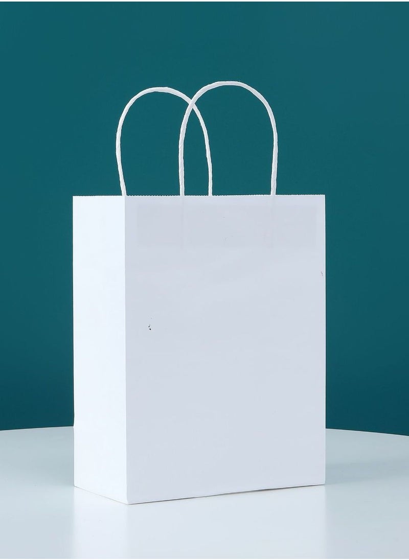 COOLBABY 12 PCS/Bag Medium Gift Bags Kraft Paper Bags with Handles for Party Favors (21 x 27 x 11cm,White)
