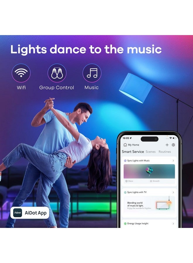 Linkind Linkind Matter Smart Light Bulb, WiFi Smart Bulbs, Work with Apple Home, Siri, Alexa, Google Home, SmartThings, RGTBW Color Changing Light Bulbs Mood Light, Music Sync, A19 E26 60W, 2.4Ghz WiFi 6 Pack  - Image 2