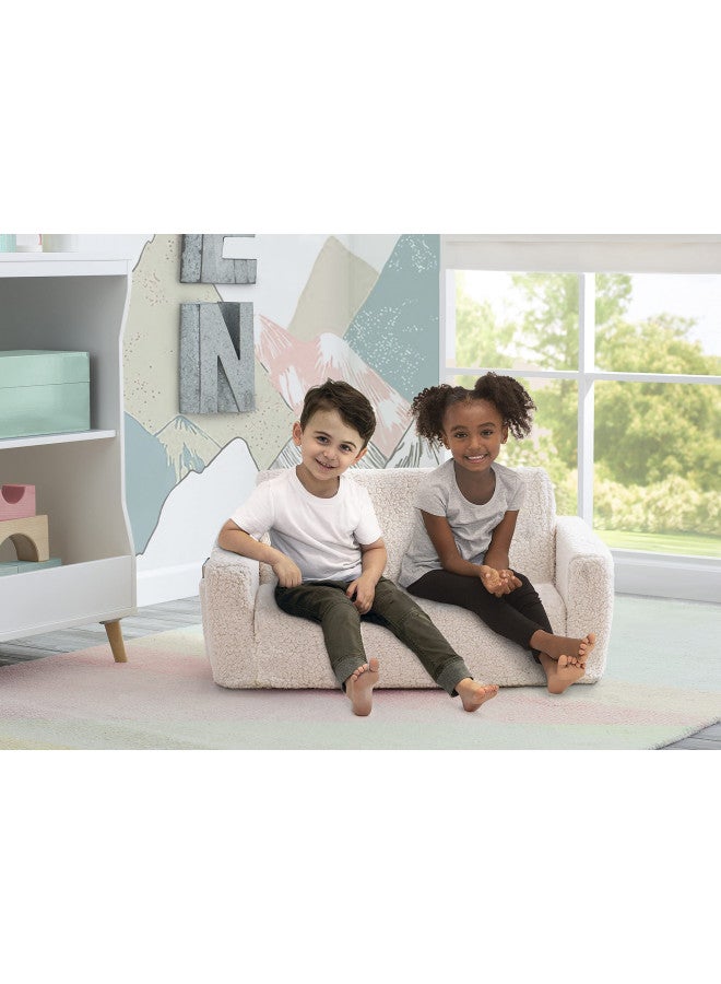 Delta CHILDREN Delta Children Cozee Flip-Out Sherpa 2-in-1 Convertible Sofa to Lounger for Kids, Cream  - Image 2