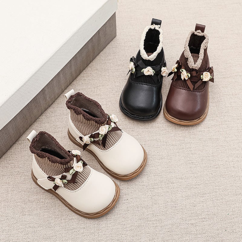 Girls' Boots Winter Baby Girl Flower Princess Shoes Short Boots Baby Soft Sole Toddler Non-Slip Leather Boots - Image 3
