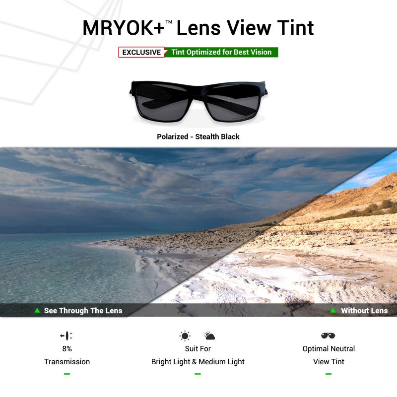 Mryok عدسات بديلة Mryok لعدسات Oakley Holbrook OO9102 - خيارات مقاومة للتآكل من مياه البحر مستقطبة - أسود خفي Mryok+ (تكنولوجيا حصرية جديدة) - Image 4