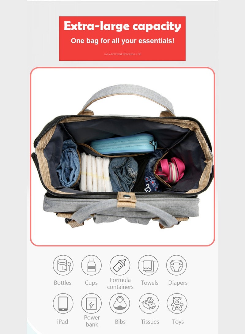 Newborn Baby Essential Multifunction Baby Diaper Backpack with Changing pad  Stroller Straps  Pacifier Case Mosquito Net  USB Charging Port Waterproof Travel Nappy Bags - Image 4