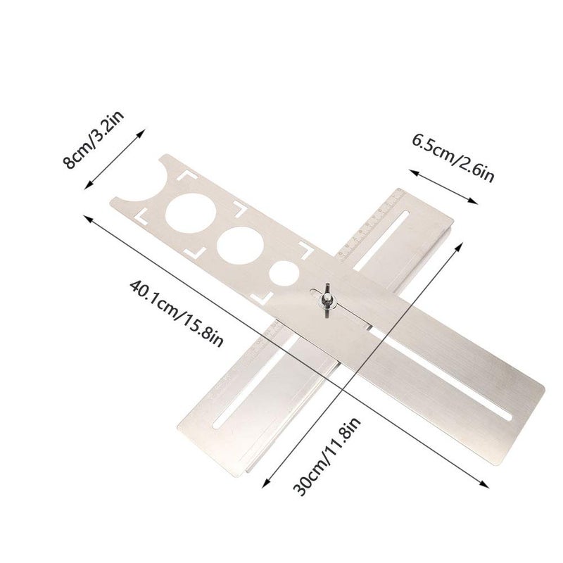 مسطرة قابلة للتعديل لتحديد ثقوب البلاط من الفولاذ المقاوم للصدأ، أداة قياسية للثقب والقياس - Image 5