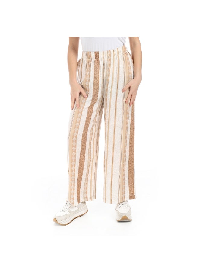 Cocktail 19220-striped pants-beige  - Image 1