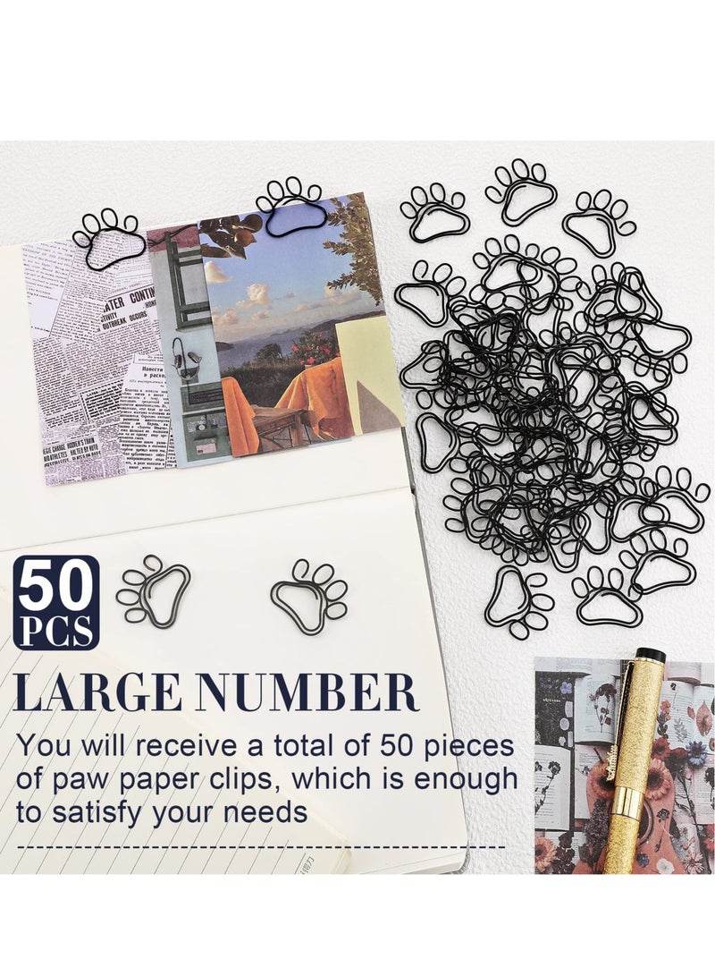 50 Cute Dog Paw Paper Clips - Adorable Animal-Shaped Paperclips for Office, School, and Home Use - Ideal Gift and Bookmark for Dog and Cat Lovers (Black) - Image 4