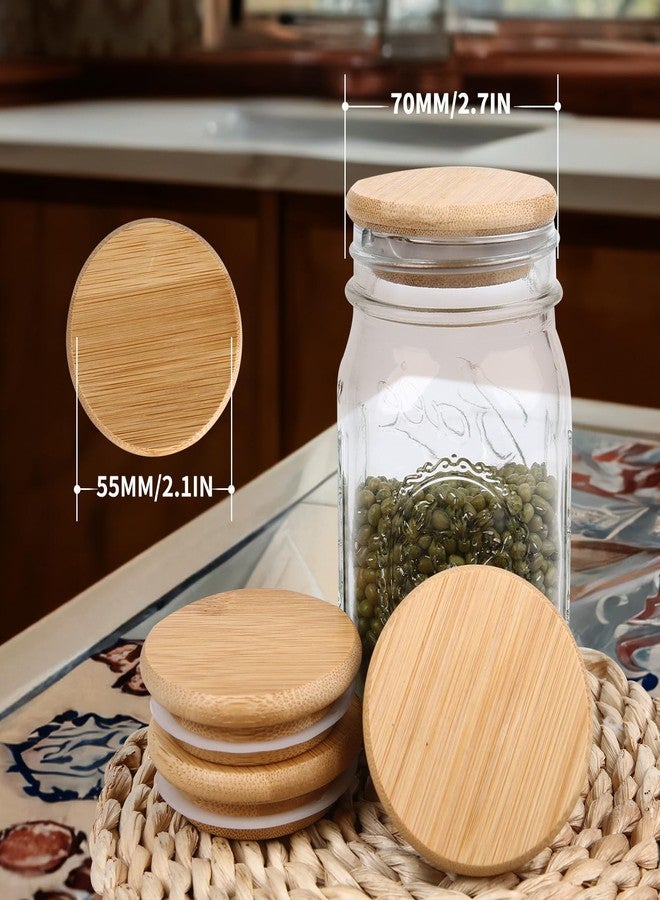 DingCo Mason Jar Lids - Reusable canning lids Bamboo mason jar Lids, Food Grade Material Silicone Sealing, 100% Fit & Airtight for Regular Mouth Mason Jars (6PCS Regular Lids, Bamboo) - Image 2