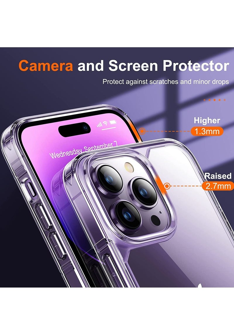 Raxoom Designed for iPhone 14 Pro Max Case with 2 Pack Tempered Glass Screen Protector +2pcs Camera Lens Protector, [Military Grade Protection] Shockproof, Slim Thin, Anti-Scratch Kit-Clear - Image 3