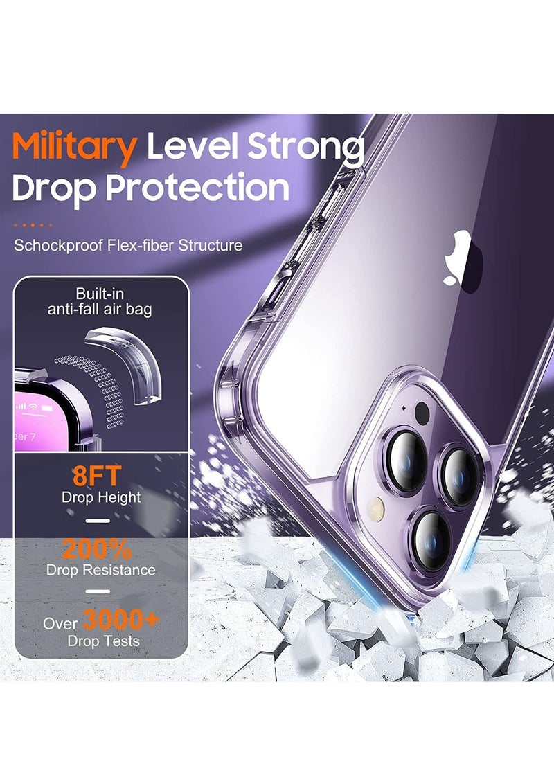 Raxoom Designed for iPhone 14 Pro Max Case with 2 Pack Tempered Glass Screen Protector +2pcs Camera Lens Protector, [Military Grade Protection] Shockproof, Slim Thin, Anti-Scratch Kit-Clear - Image 5