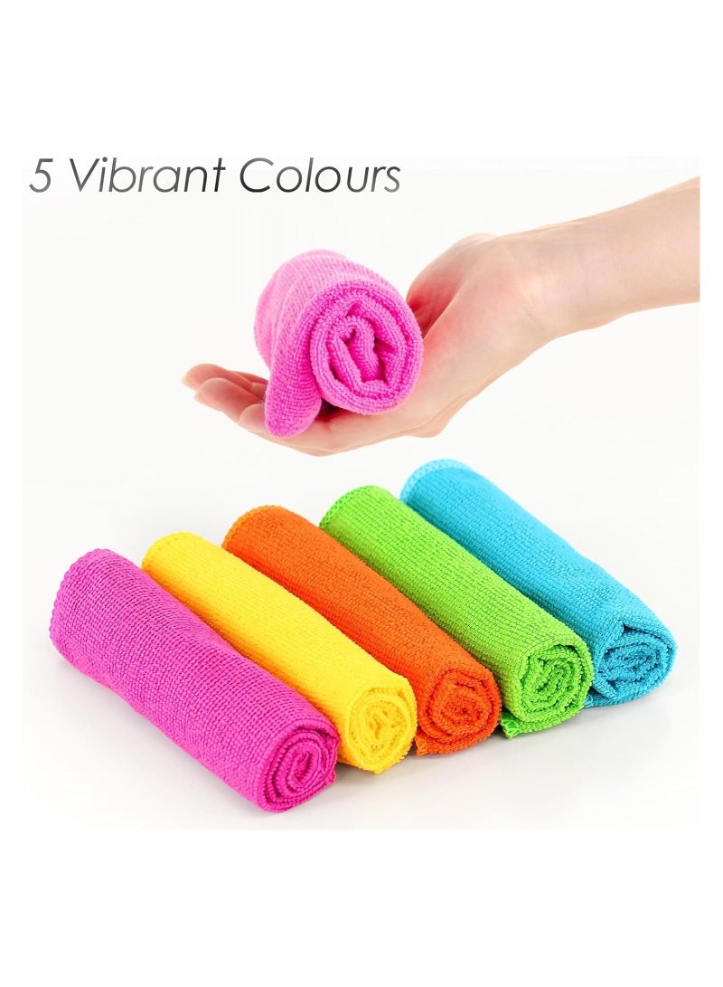 HERIOS Microfiber Cleaning Cloth – Ultra-Absorbent Towel, Lint-Free, Multi-Color – Pack of 10 for Home, Kitchen & Car Polishing, Drying, Buffing & Detailing - Image 3