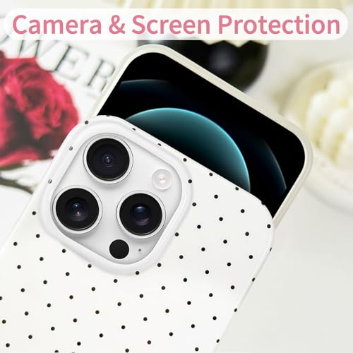 Hython for iPhone 12 Pro Max Case Cute Polka Dot Aesthetic Design Simple Cover 6.7", Thin Slim Anti-Scratch Soft TPU Bumper Shockproof Rubber Protective Phone Cases for Women Girls Girly Boys, White - Image 3