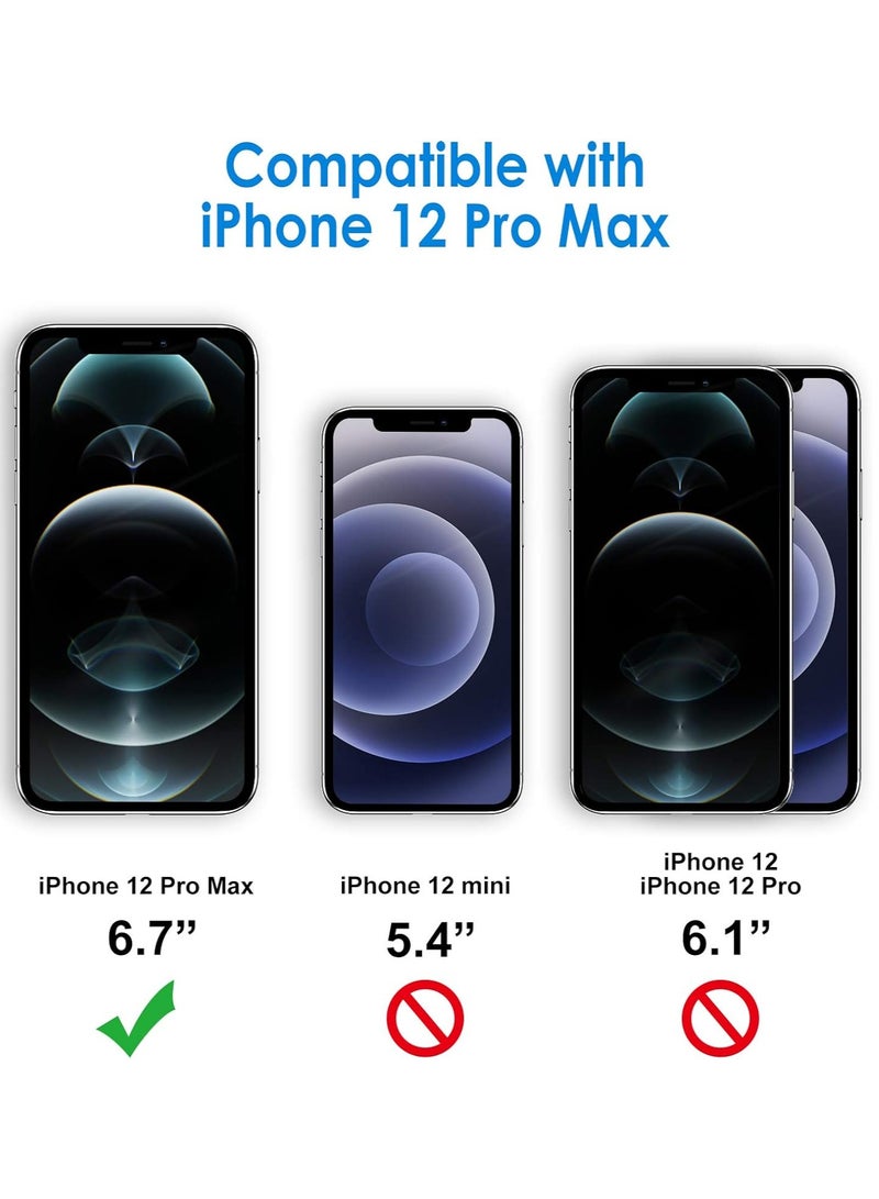 Denx Magnetic Case for iPhone 12 Pro Max With Camera Lense Full Protector [Shockproof & Slim] Matte Hard Back Cover with high-Grade Protection | Silver - Image 2
