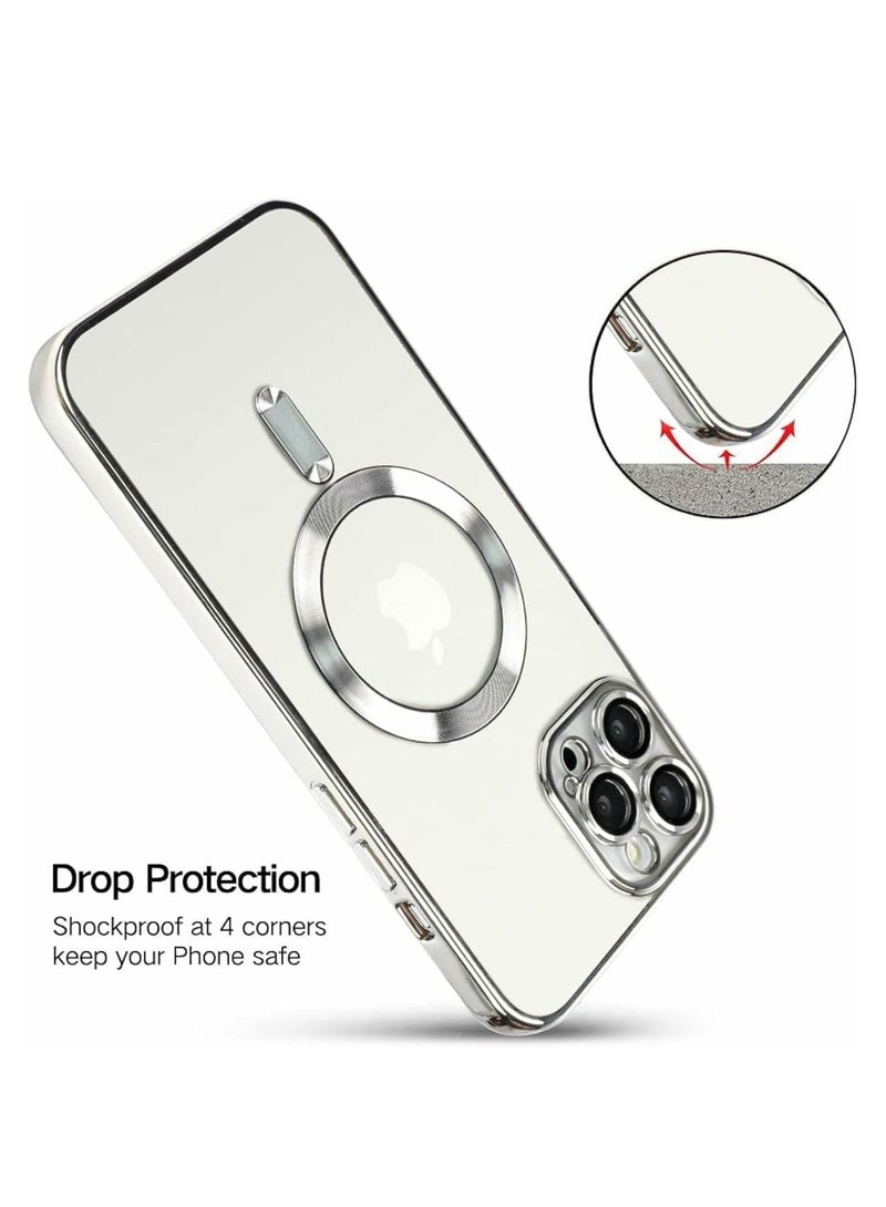 Denx Magnetic Case for iPhone 12 Pro Max With Camera Lense Full Protector [Shockproof & Slim] Matte Hard Back Cover with high-Grade Protection | Silver - Image 3
