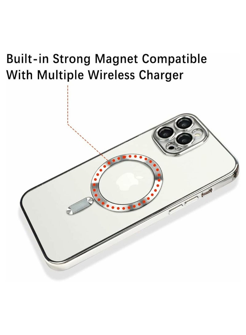 Denx Magnetic Case for iPhone 12 Pro Max With Camera Lense Full Protector [Shockproof & Slim] Matte Hard Back Cover with high-Grade Protection | Silver - Image 4