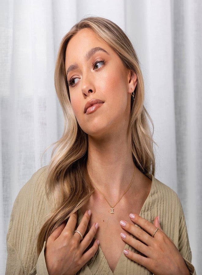 بافوا قلادات بافوي مطلية بالذهب عيار 14 قيراطًا مرصعة بالزركونيا المكعبة للنساء - قلادات الأبراج - قلادات برج الجوزاء - Image 2