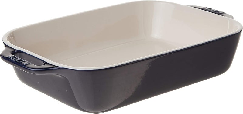 STAUB Ceramic Rectangular Gratin Dish, Dark Blue, 10.5" x 7.5" - Image 1