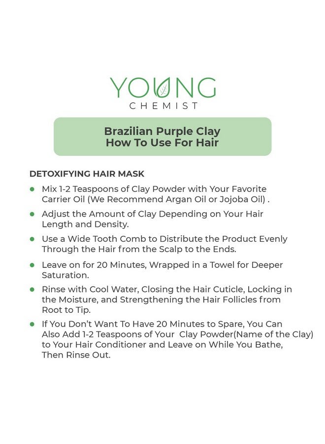 Young Chemist Organic Brazilian Purple Clay for skin with Antioxidants and Antibacterial Properties (All Skin Type, Powder Form, Purple, 100 grams) - Image 5