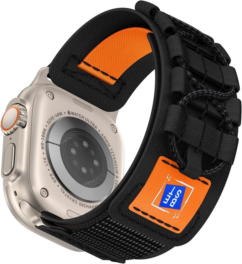 إكسفور حزام نايلون قوي من Excefore لساعة Apple Watch Ultra 2، متوافق مع موديلات 49مم، 45مم، 44مم، 42مم، حزام منسوج بحلقة رياضية فردية مع فيلكرو لسلسلة iWatch 9، 8، 7، SE، 6، Ultra، للرجال - Image 1