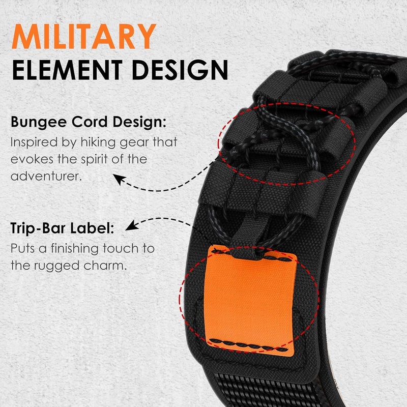 إكسفور حزام نايلون قوي من Excefore لساعة Apple Watch Ultra 2، متوافق مع موديلات 49مم، 45مم، 44مم، 42مم، حزام منسوج بحلقة رياضية فردية مع فيلكرو لسلسلة iWatch 9، 8، 7، SE، 6، Ultra، للرجال - Image 5