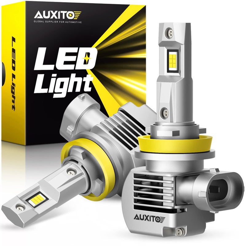 مصابيح AUXITO H11 LED 20000LM 100W لكل مجموعة 6000K أبيض بارد H8 H9 مصابيح LED للضباب قابلة للتوصيل والتشغيل عبوة من 2 Q16