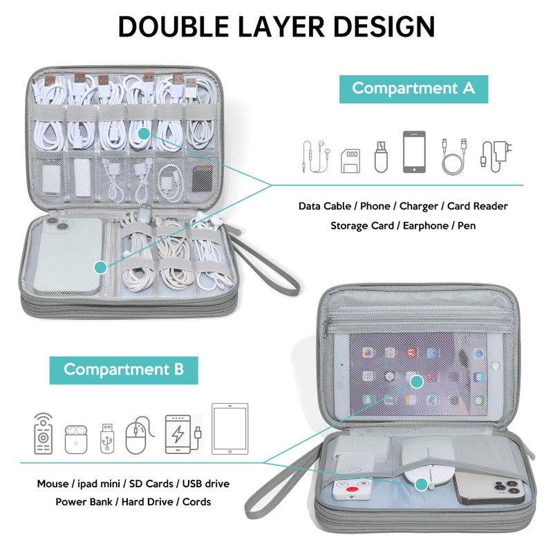 CILLA Electronics Organizer Travel, Travel Cord Organizer Case, Compact Electronics Accessories Bag for Cable, Cord, Charger, Phone - Image 3