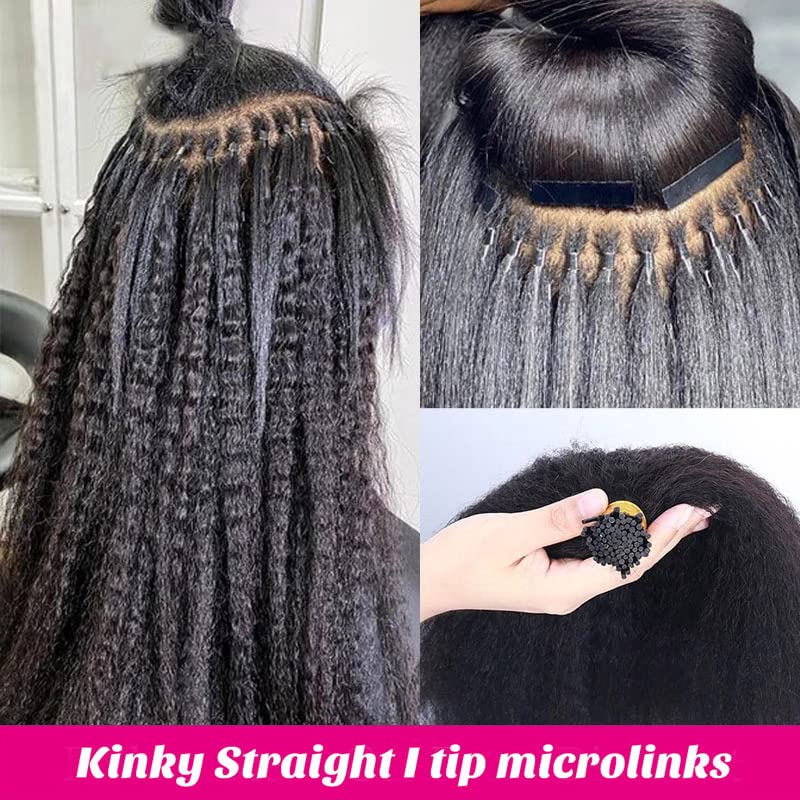 Smartinnov Hair I Tip Hair Extensions Human Hair Kinky Straight 100 Brazilian Hair Invisible Keratin Stick Itip Real Human Hair Extensions for Black Women Curly Natural Black 14 Inch 50g100Strands - Image 3