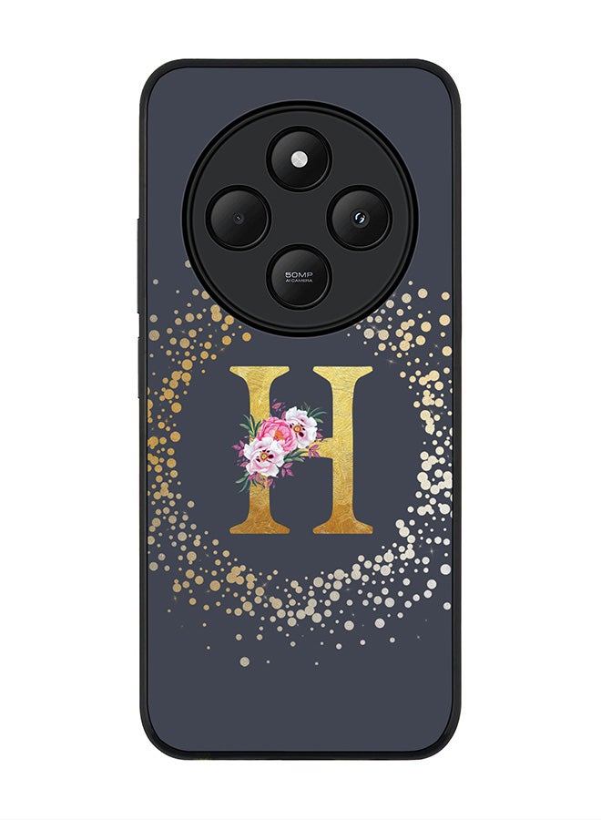 Stylizedd For Xiaomi Redmi 14C / 14R Case,Slim fit Camera Protection, Shockproof Thin Phone cover - Custom Monogram Floral - H (Grey ) - Image 1