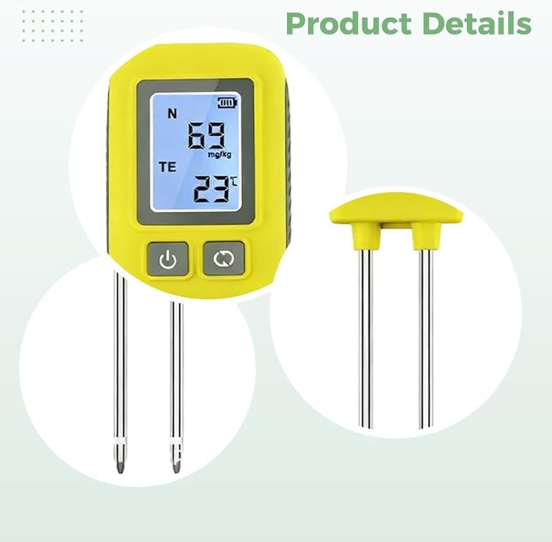 4 في 1 جهاز اختبار التربة الرقمي لـ NPK ودرجة الحموضة والرطوبة ودرجة الحرارة للعناية الدقيقة بنباتات الحديقة - Image 3