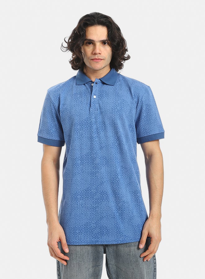 Red Circle Self Pattern Regular Fit Polo Shirt - Image 1
