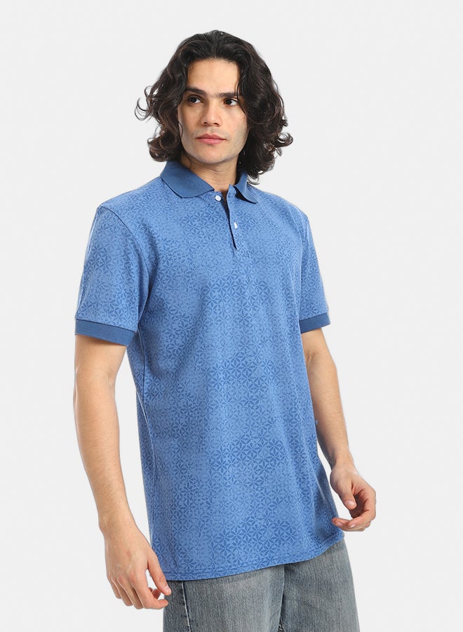 Red Circle Self Pattern Regular Fit Polo Shirt - Image 2