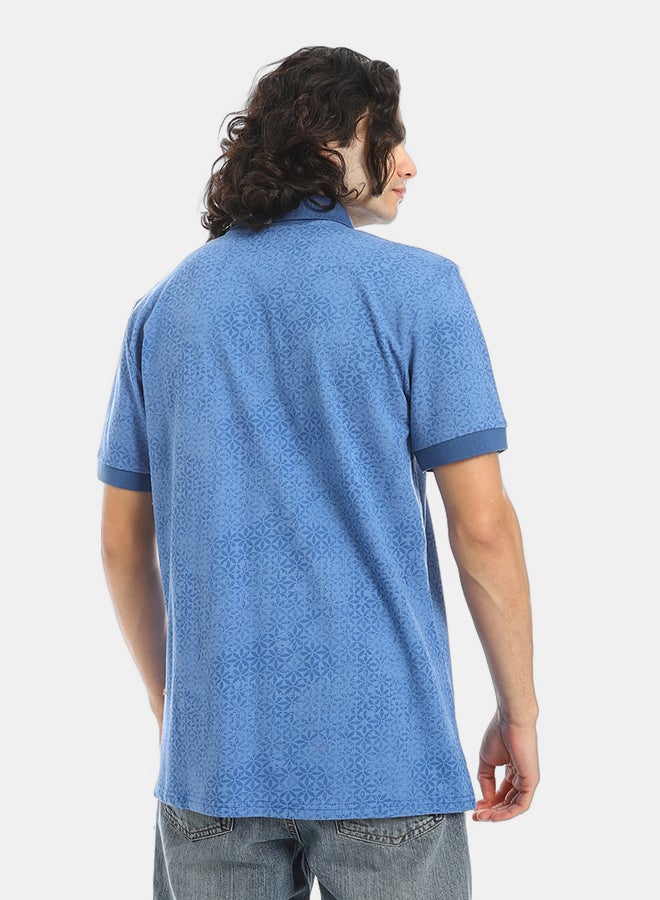 Red Circle Self Pattern Regular Fit Polo Shirt - Image 3