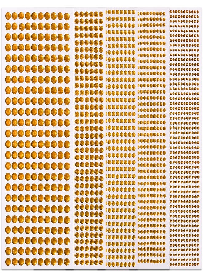Jacnkb 3555pcs Self Adhesive Face Gems for Makeup, Festival Jewels, Hair Gems, Rhinestone Stickers for Face, Eye, Makeup, Nail, Body, Crafts 5sheets (gold-3/4/5/6/8mm) - Image 1