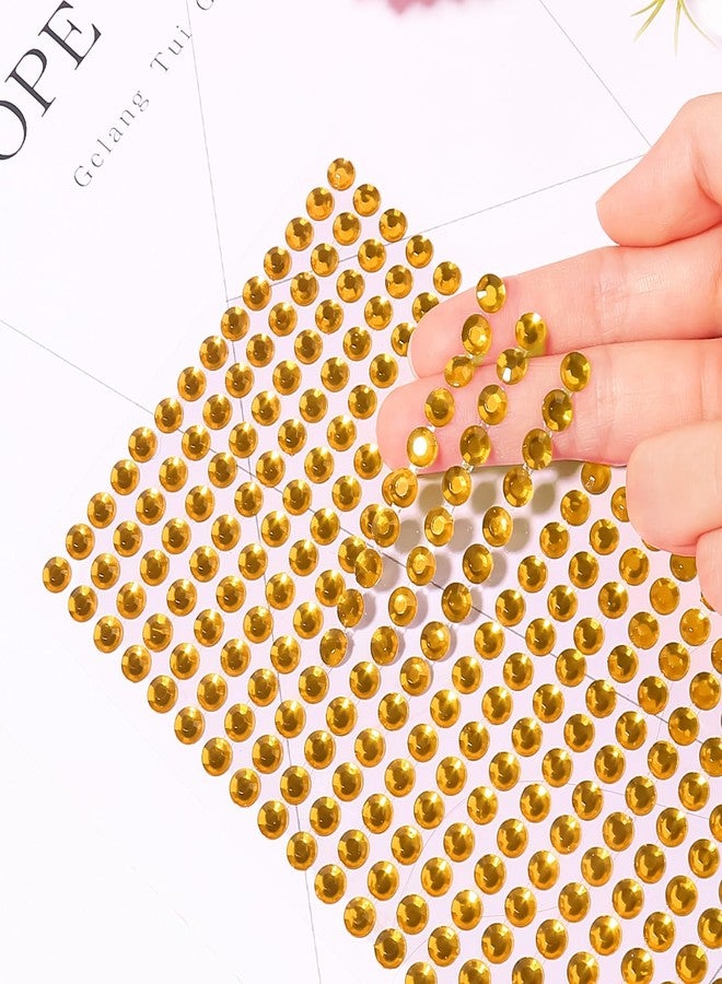 Jacnkb 3555pcs Self Adhesive Face Gems for Makeup, Festival Jewels, Hair Gems, Rhinestone Stickers for Face, Eye, Makeup, Nail, Body, Crafts 5sheets (gold-3/4/5/6/8mm) - Image 4