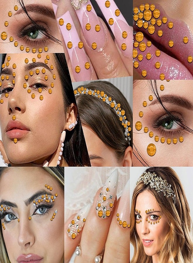 Jacnkb 3555pcs Self Adhesive Face Gems for Makeup, Festival Jewels, Hair Gems, Rhinestone Stickers for Face, Eye, Makeup, Nail, Body, Crafts 5sheets (gold-3/4/5/6/8mm) - Image 5