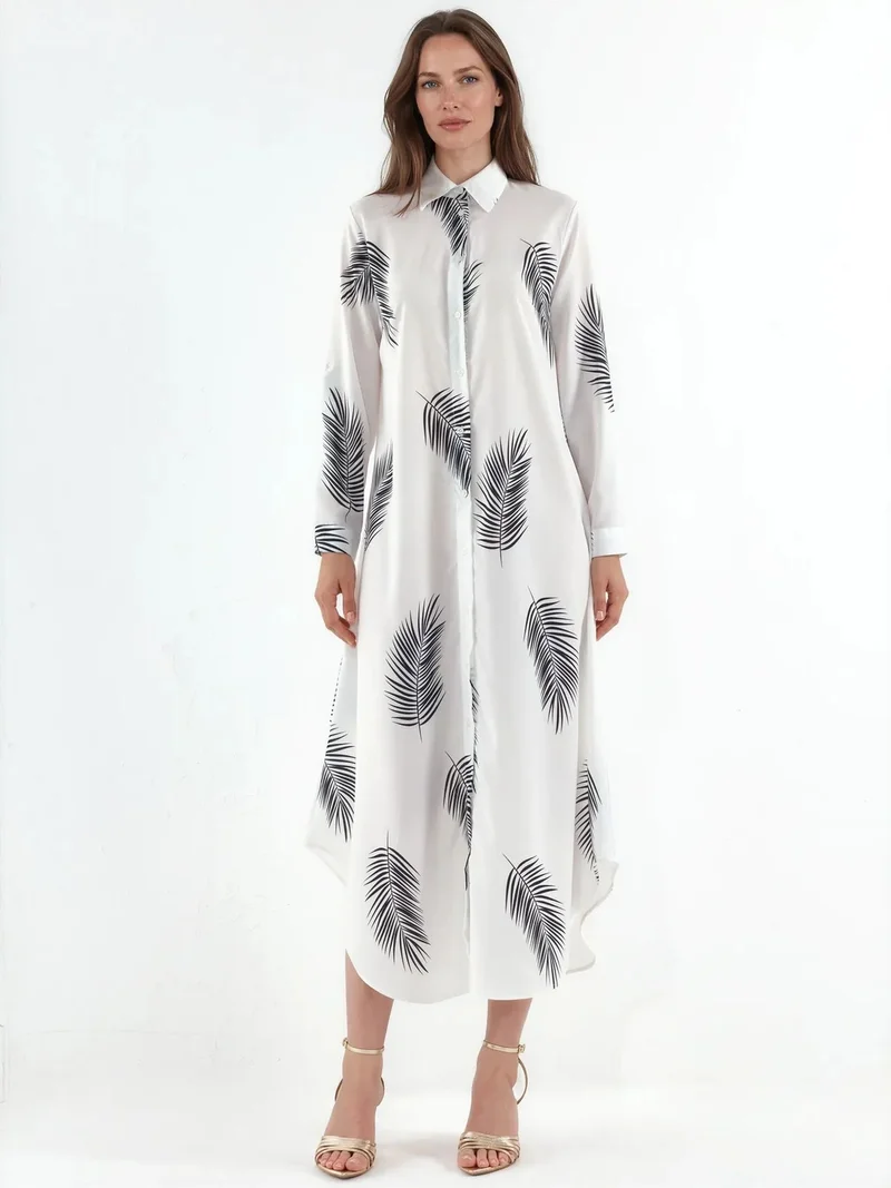 جينيفر Text Print Maxi Shirt Dress