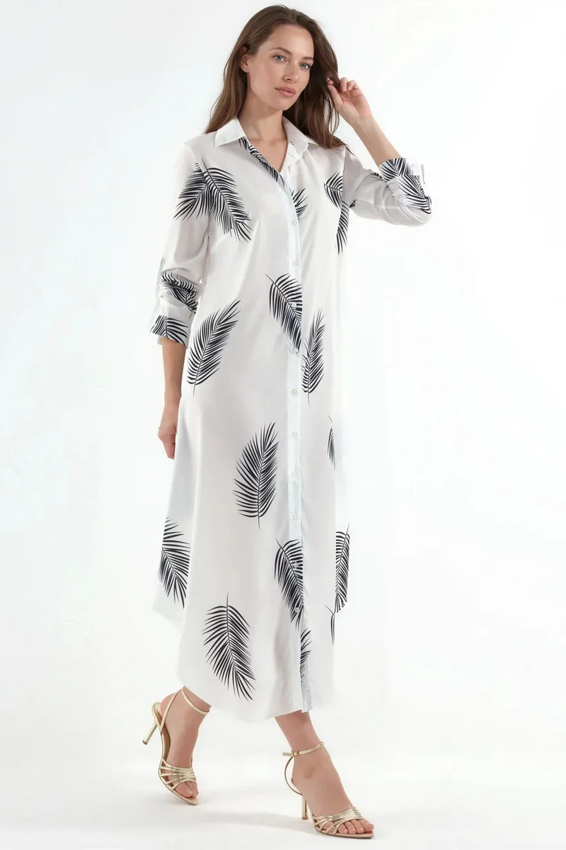 Jennyfer Text Print Maxi Shirt Dress
