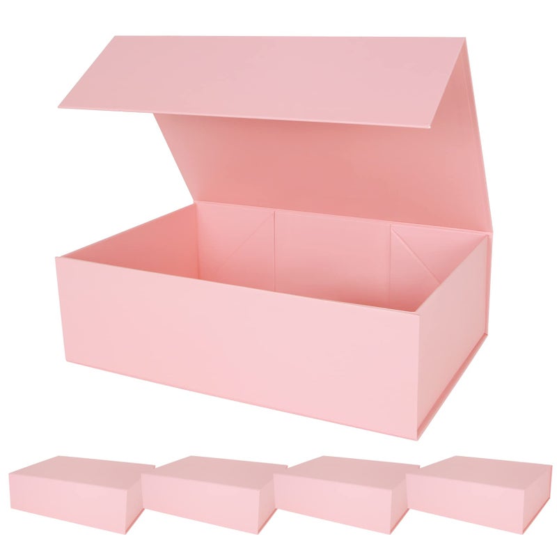 Aimyoo Pink Magnetic Gift Boxes with Lids 138x9x43 in Large Bridesmaid Groomsman Proposal Box Rectangle Collapsible Box for Present Graduation Birthday Storage 5 Pack