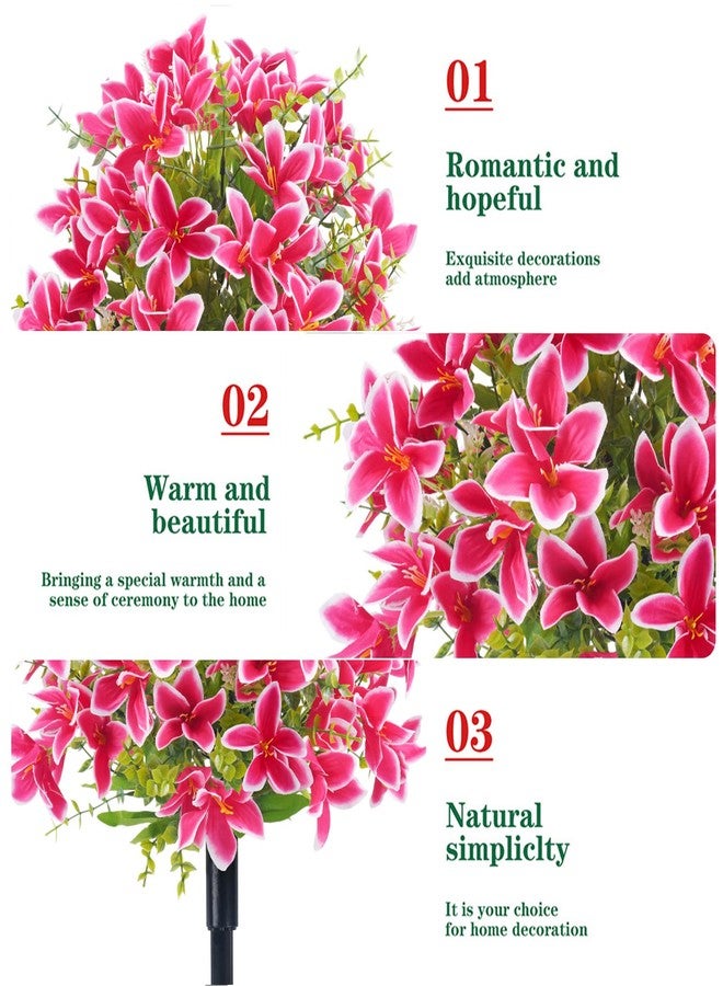 RETROSOHOO 2 Pack Artificial Flowers Topiary for Outdoor, Artificial Topiary Ball Trees Flowers with Lily, UV Resistant Faux Bushes Fake Silk Plants with Spike for Porch Indoor Garden Patio Porch (Rose Pink) - Image 2