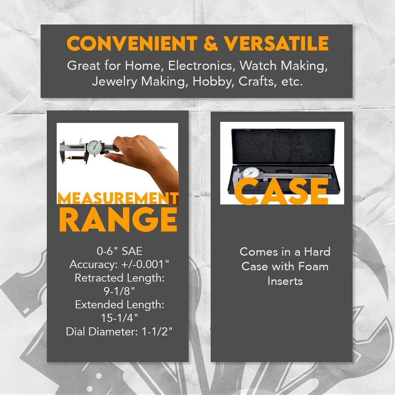 SE 6-Inch Dial Caliper (SAE Only) - Precision Measurement Tool with Storage Case - Image 2