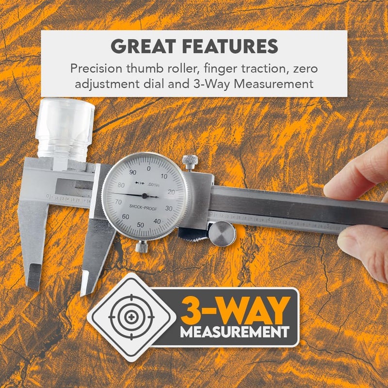 SE 6-Inch Dial Caliper (SAE Only) - Precision Measurement Tool with Storage Case - Image 3