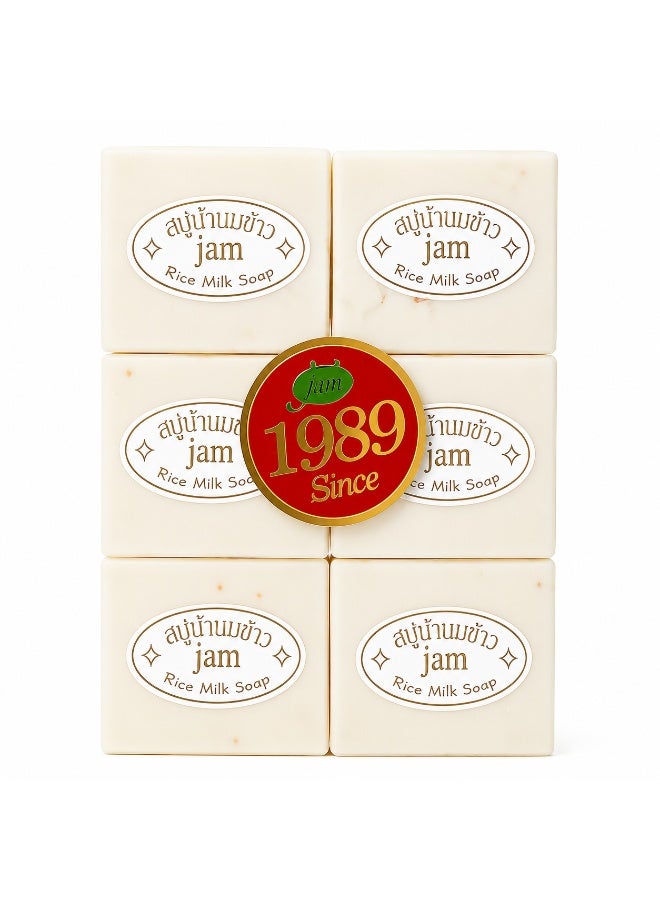 JAM Rice Milk Soap Bar, 100g Pack of 6 - Brightening & Nourishing for All Skin Types - Image 1